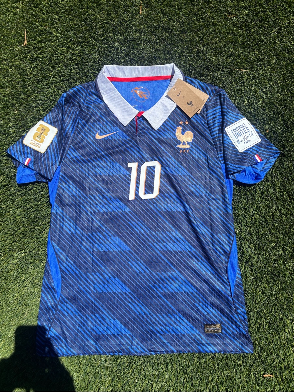 Nike Men’s France National Team Blue Soccer Jersey #10 with Gold Accents